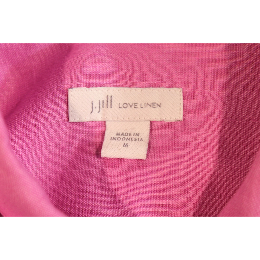 J Jill Top Pure Linen Womens size M Lavender Button Up Pocket Long Sleeve Tunic - Picture 6 of 8